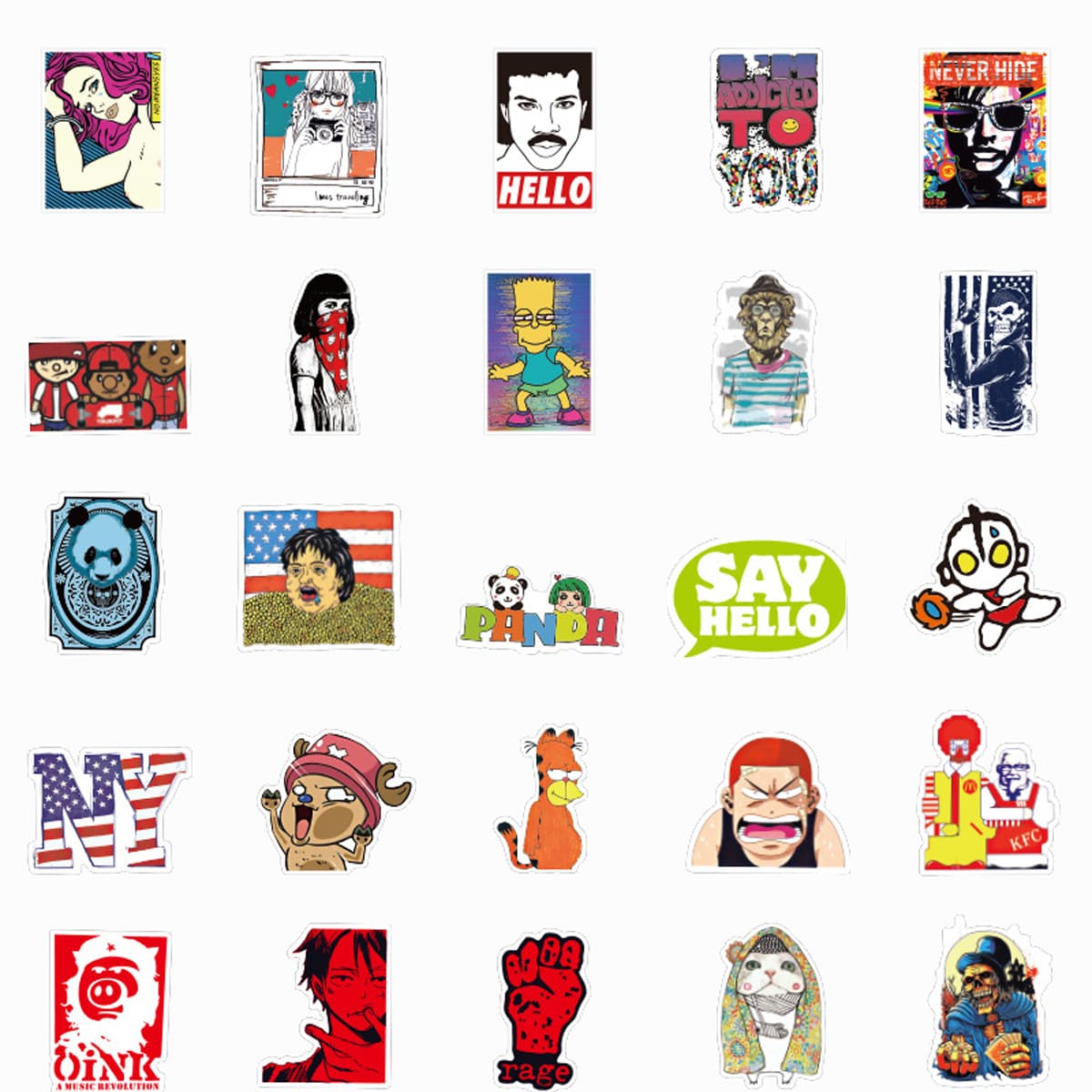 

50pcs Mixed Pattern Sticker, Multicolor