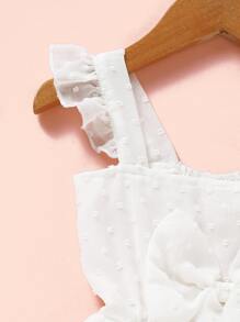 SHEIN Toddler Girls Swiss Dot Ruffle Bow A-line Dress - White - View 4