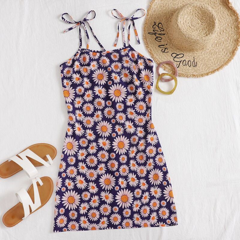

Floral Print Knotted Cami Dress, Multicolor
