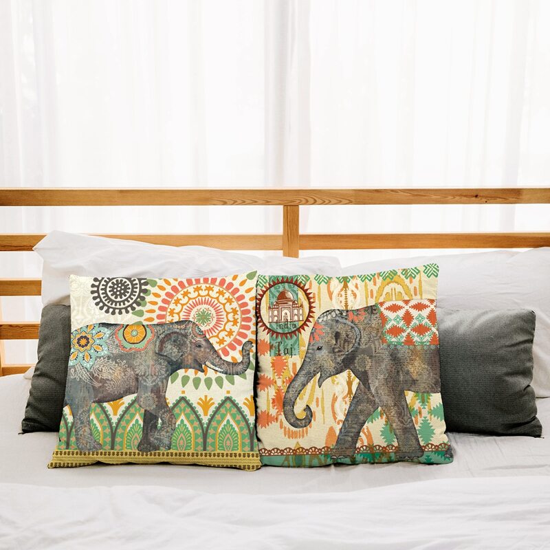 

1pc Elephant Print Cushion Cover Without Filler, Multicolor