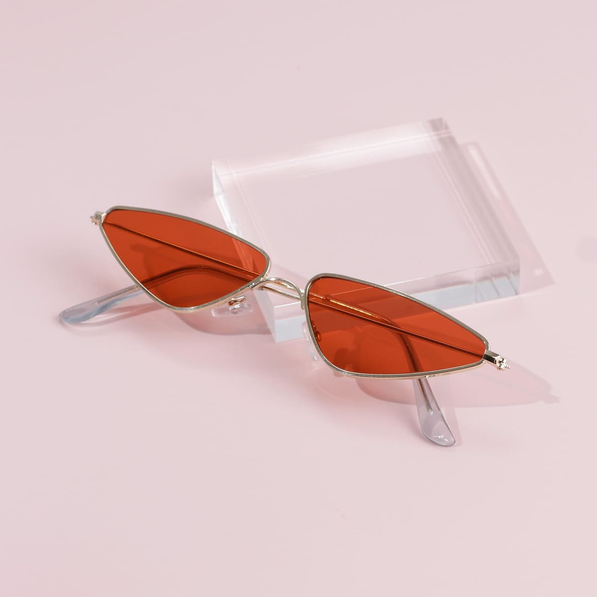 

Triangle Metal Frame Sunglasses, Red