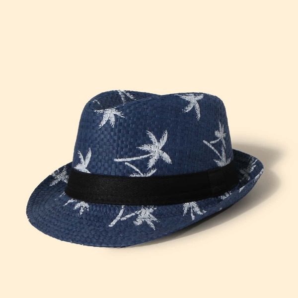 

Boys Band Decor Straw Hat, Navy blue
