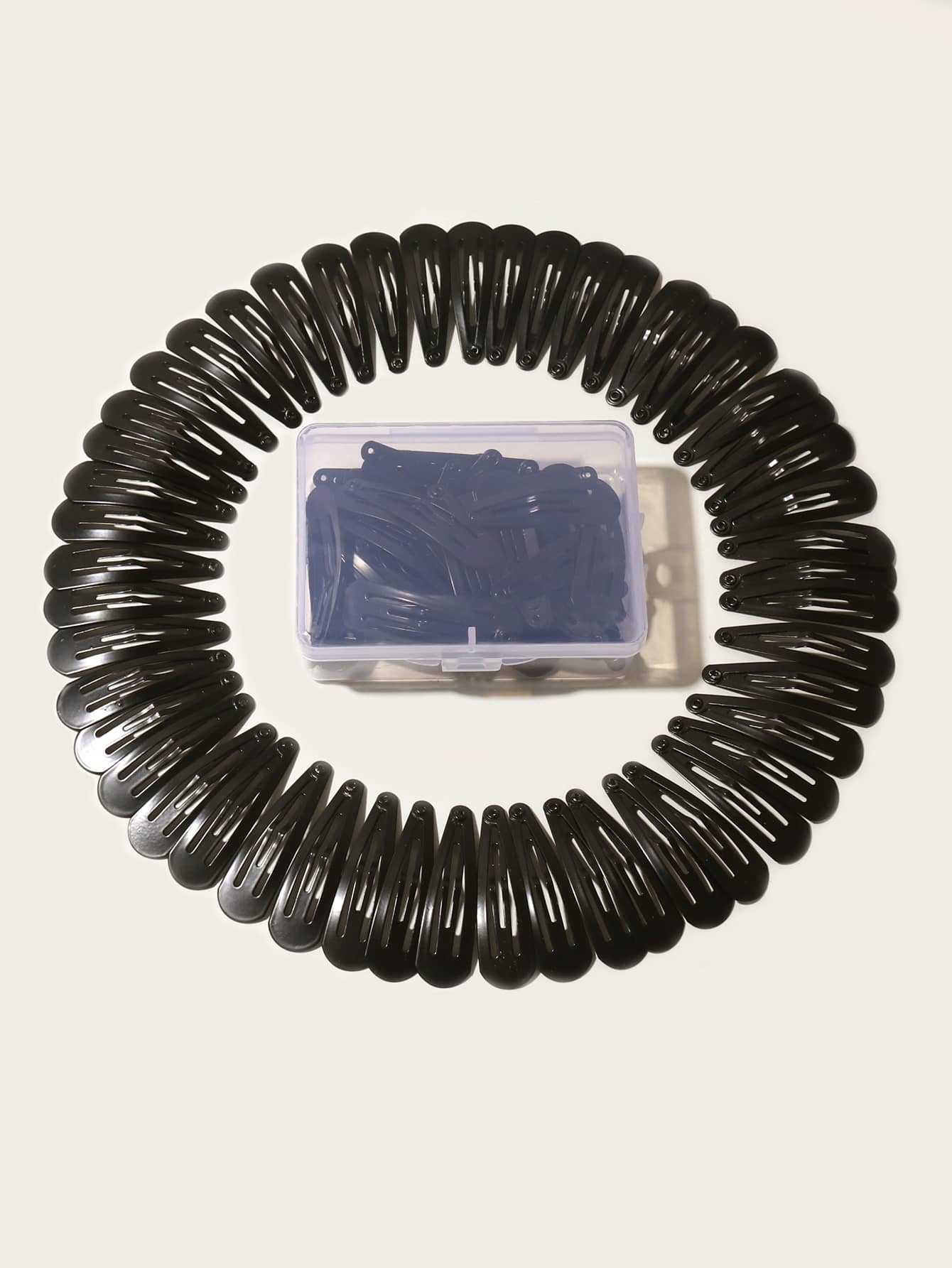 50pcs Toddler Girls Solid Hair Snap Clip - Black - View 2