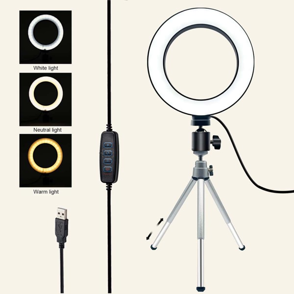 

1pc LED Fill Light Phone Tripod Holder, Black
