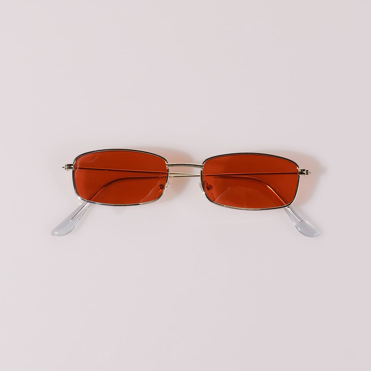 Rectangle Metal Frame Sunglasses, Red
