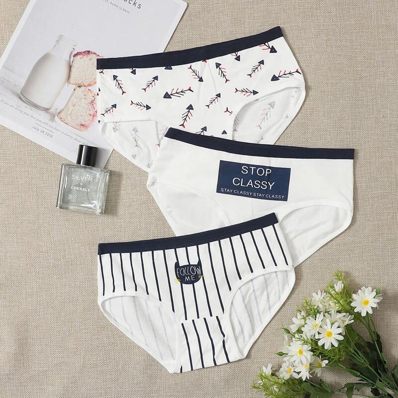 

3pack Stripe & Fish Bone Panty Set, Multicolor