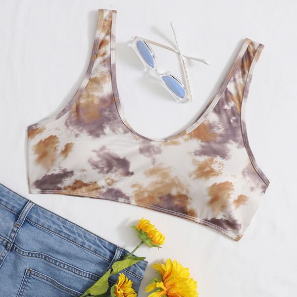 

Plus Tie Dye Rib Bikini Top, Multicolor