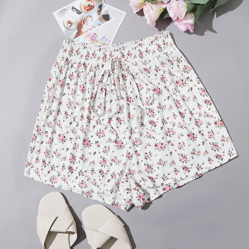 

Ditsy Floral Elastic Waist Sleep Shorts, Multicolor