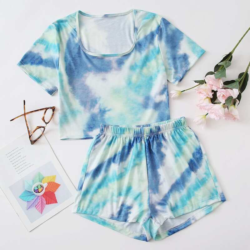 

Tie Dye Shorts PJ Set, Multicolor