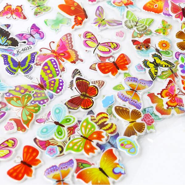 

3sheets Butterfly Print Random Sticker, Multicolor