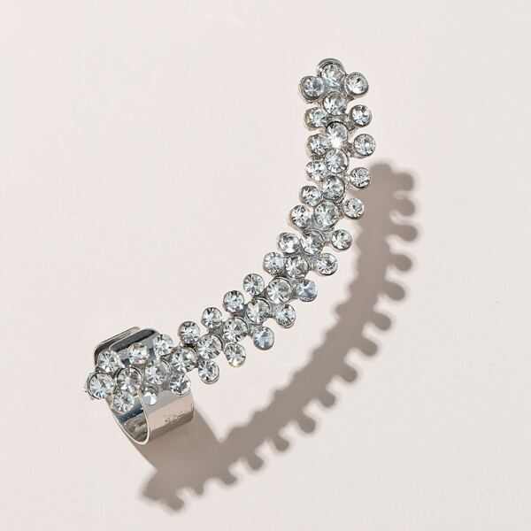 

Rhinestone Engraved Ear Cuff, Silver