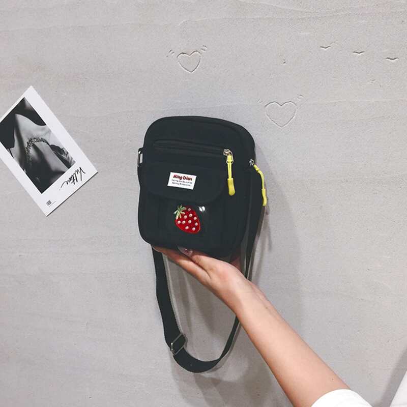 

Strawberry Pocket Crossbody Bag, Black