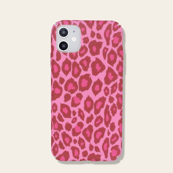 

1pc Leopard Print iPhone Case, Pink