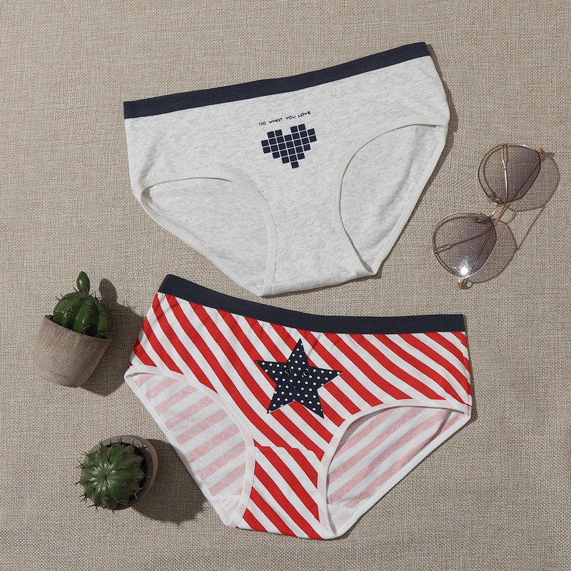 

2pack Striped & Star Pattern Panty Set, Multicolor