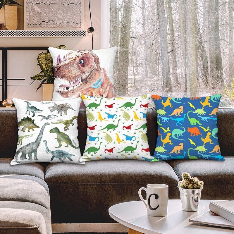 

1pc Dinosaur Print Cushion Cover Without Filler, Multicolor