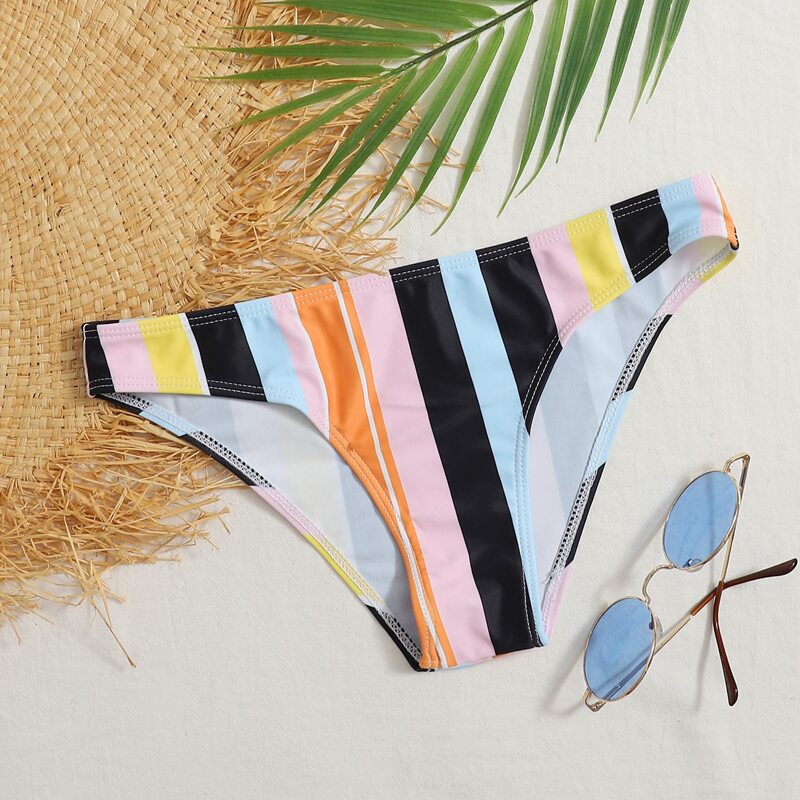 

Colorful Striped Bikini Bottom, Multicolor