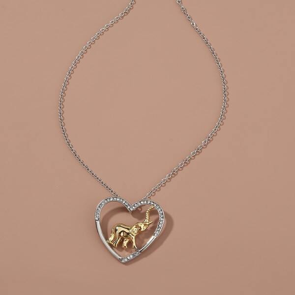 

Ожерелье с сердечком и стразами, Серебряные