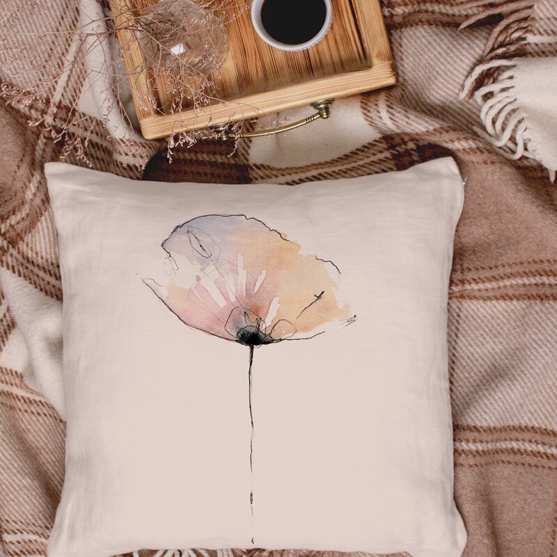 

Flower Print Cushion Cover Without Filler, Baby pink