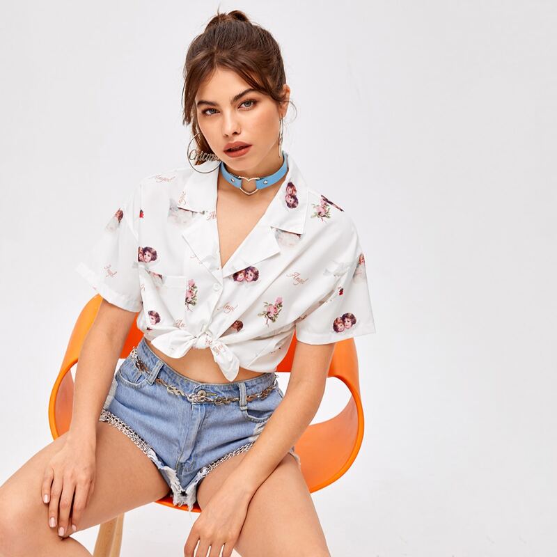 

Angel Print Shirt, White
