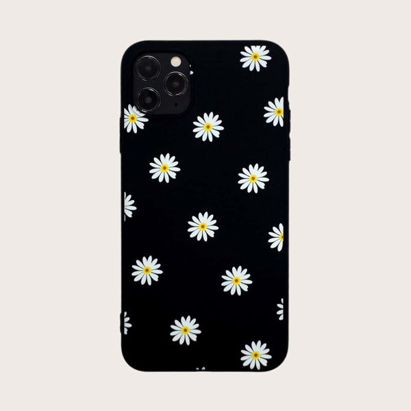 

1шт чехол для iPhone с принтом цветка, Чёрный