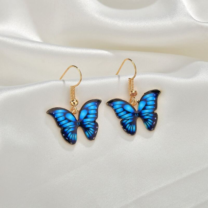 

Butterfly Charm Drop Earrings, Blue