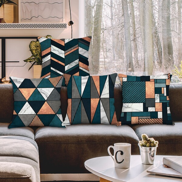 

1pc Geometric Pattern Cushion Cover Without Filler, Multicolor