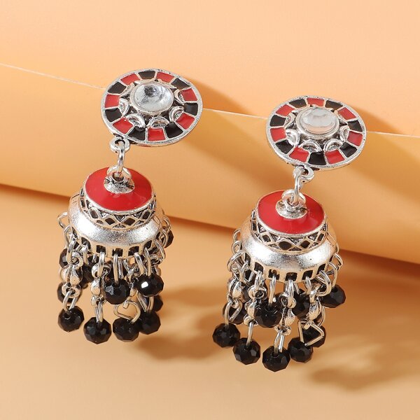 

Серьги-подвески Jhumka с бахромой из бусин, Многоцветный