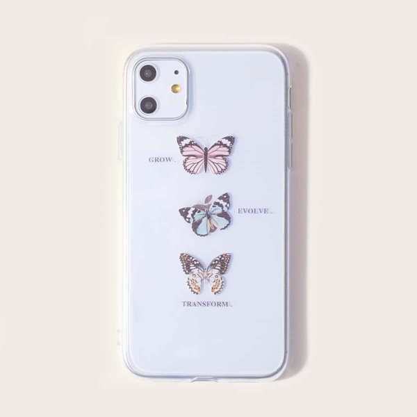

1шт прозрачный чехол для iPhone с принтом бабочки