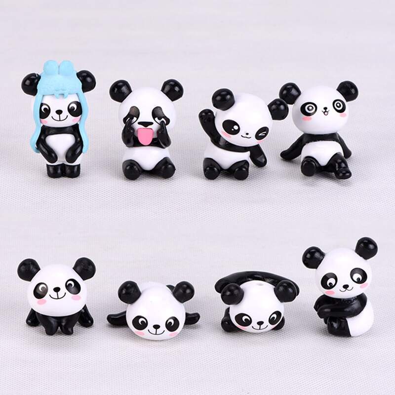 

8pcs Panda Shaped Decorative Object, Multicolor