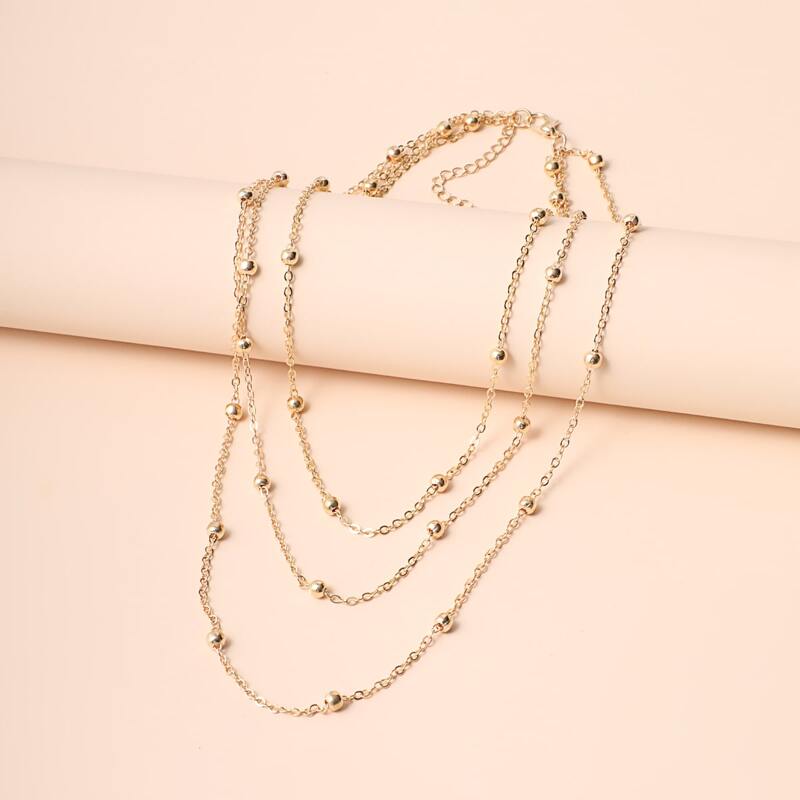 

Round Ball Layered Necklace, Gold