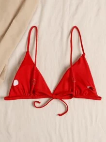 SHEIN Swim Rib Triangle Bikini Top - Red - View 2