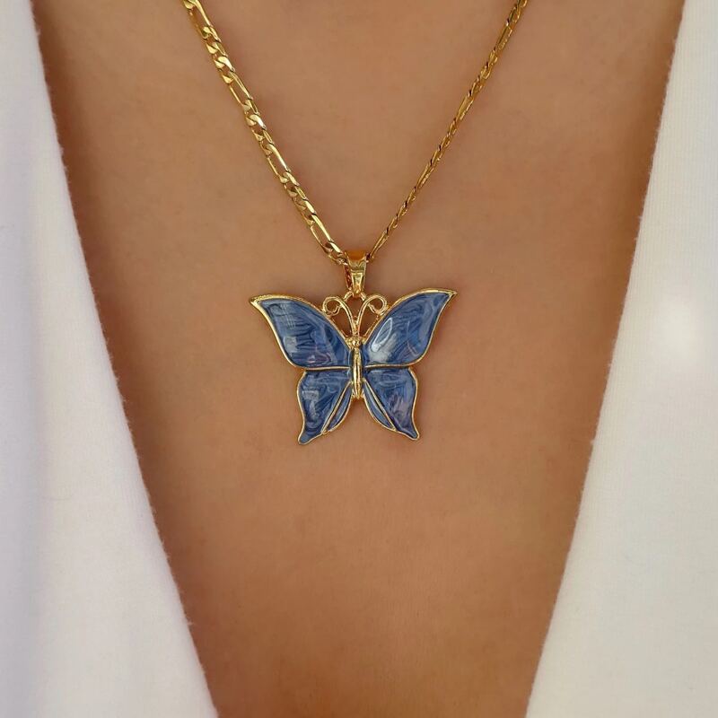 

Butterfly Charm Necklace, Royal blue