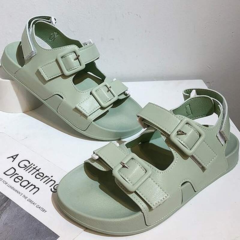 

Buckle Strap Wide Fit Sandals, Pastel mint green