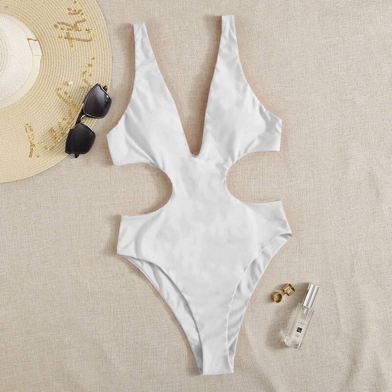 

Cut Out Waist One Piece Swimsuit, White