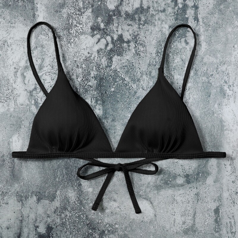 

Rib Triangle Bikini Top, Black