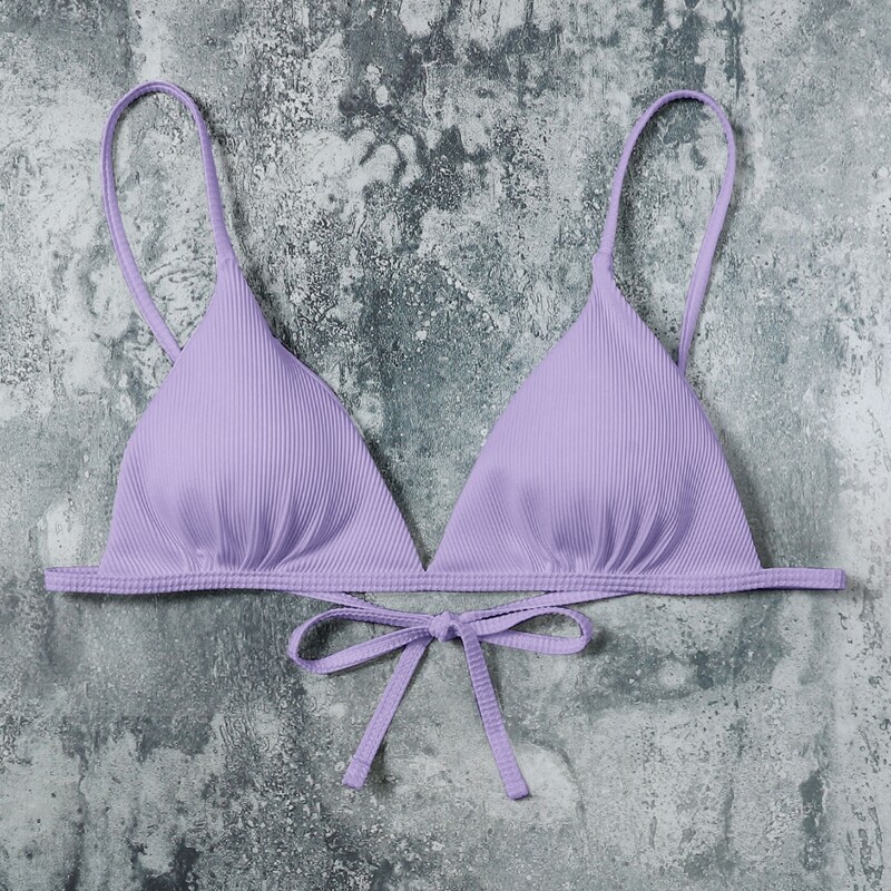 

Rib Triangle Bikini Top, Pastel lilac purple