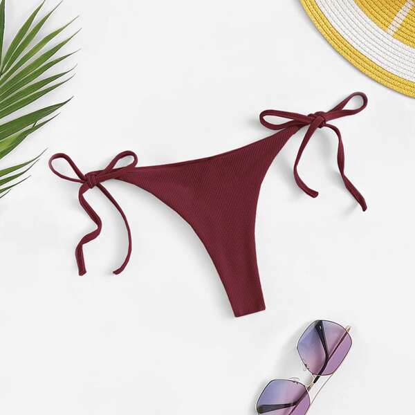 

Rib Tie Side Bikini Panty, Burgundy
