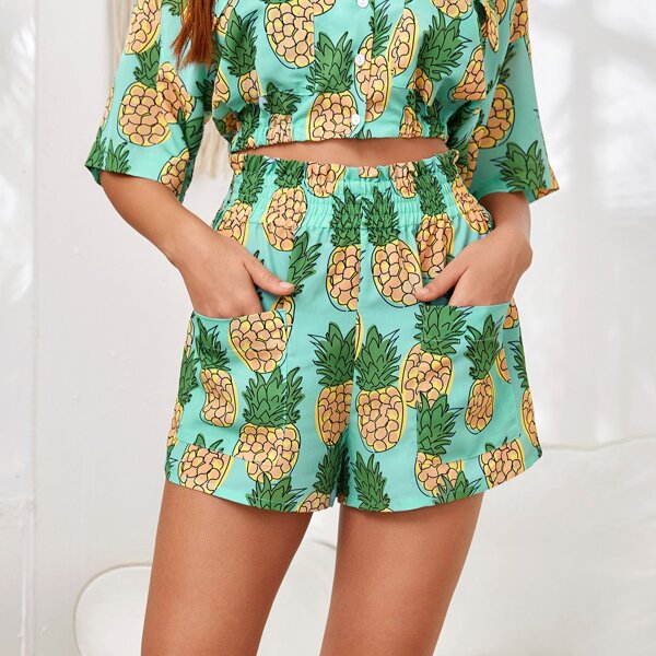 

Pineapple Dual Pocket Paperbag Shorts, Multicolor