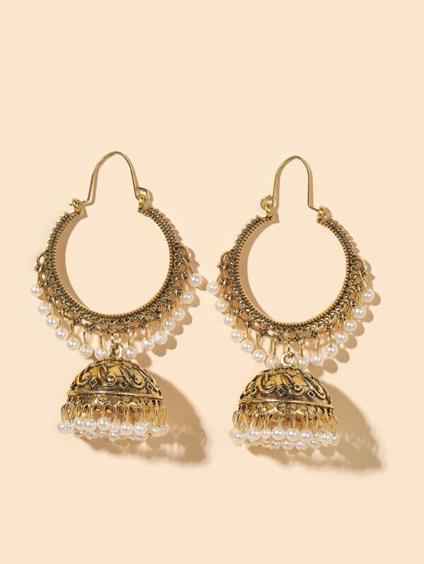 Faux Pearl Tassel Drop Jhumka Earrings SHEIN USA