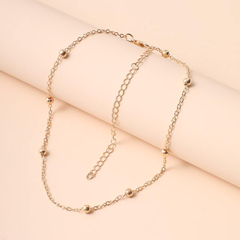 

Round Bead Charm Necklace, Gold
