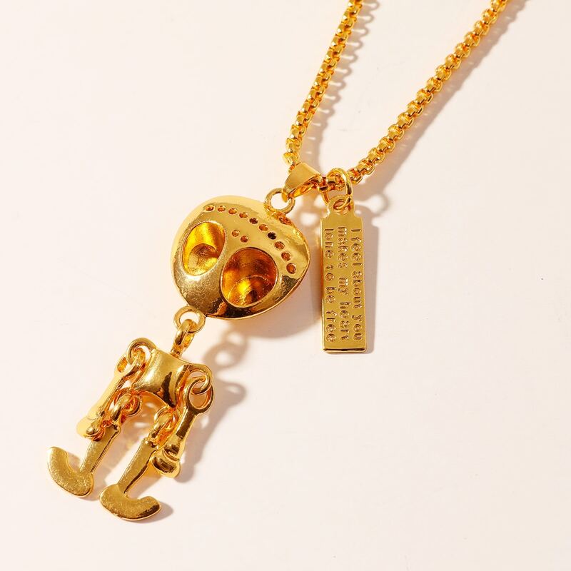 

Guys Alien Geometric Charm Necklace, Gold