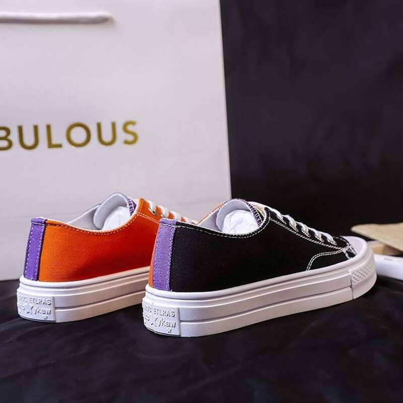 

Colorblock Lace-up Canvas Sneakers, Multicolor