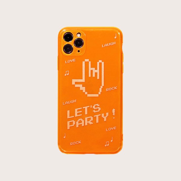 

1шт чехол для iPhone с пиксельным принтом, Оранжевый