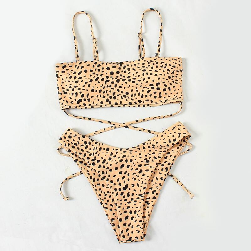 

Dalmatian High Cut Bikini Swimsuit, Apricot