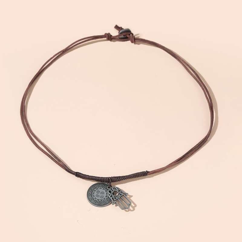 

Guys Hand Charm Necklace, Brown