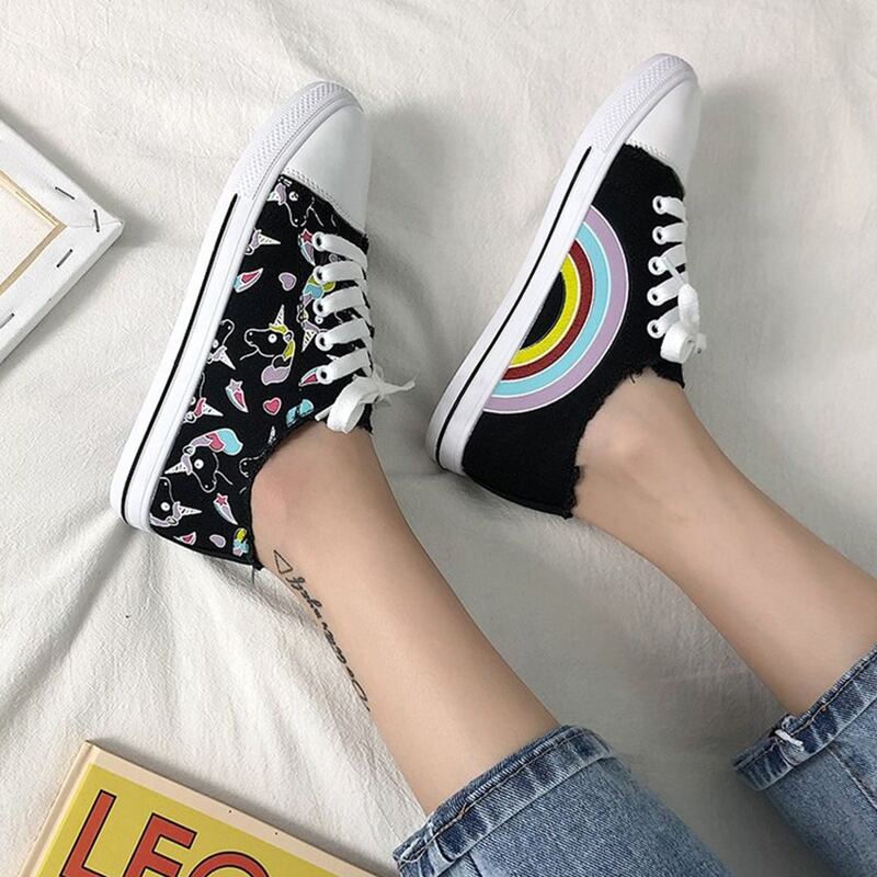 

Cartoon Lace-up High Top Sneakers, Black