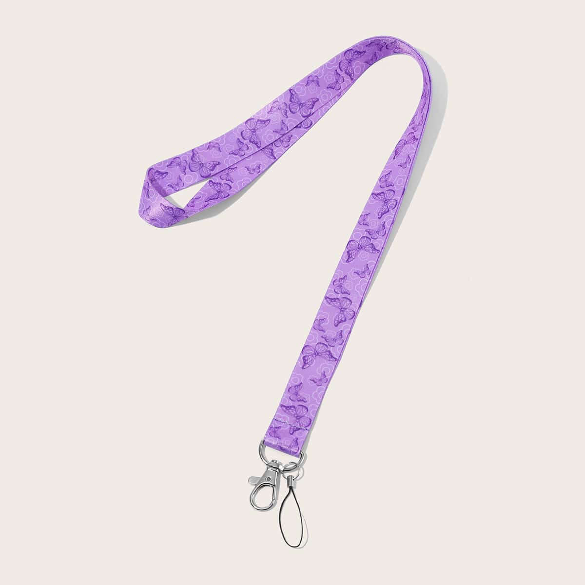 

1pc Butterfly Print Lanyard, Purple