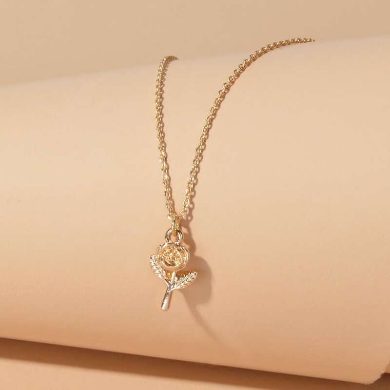 

Rose Charm Necklace, Gold