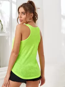 SHEIN Essnce Neon Lime Racer Back Tank Top