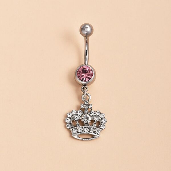 

Crown Charm Belly Ring, Silver
